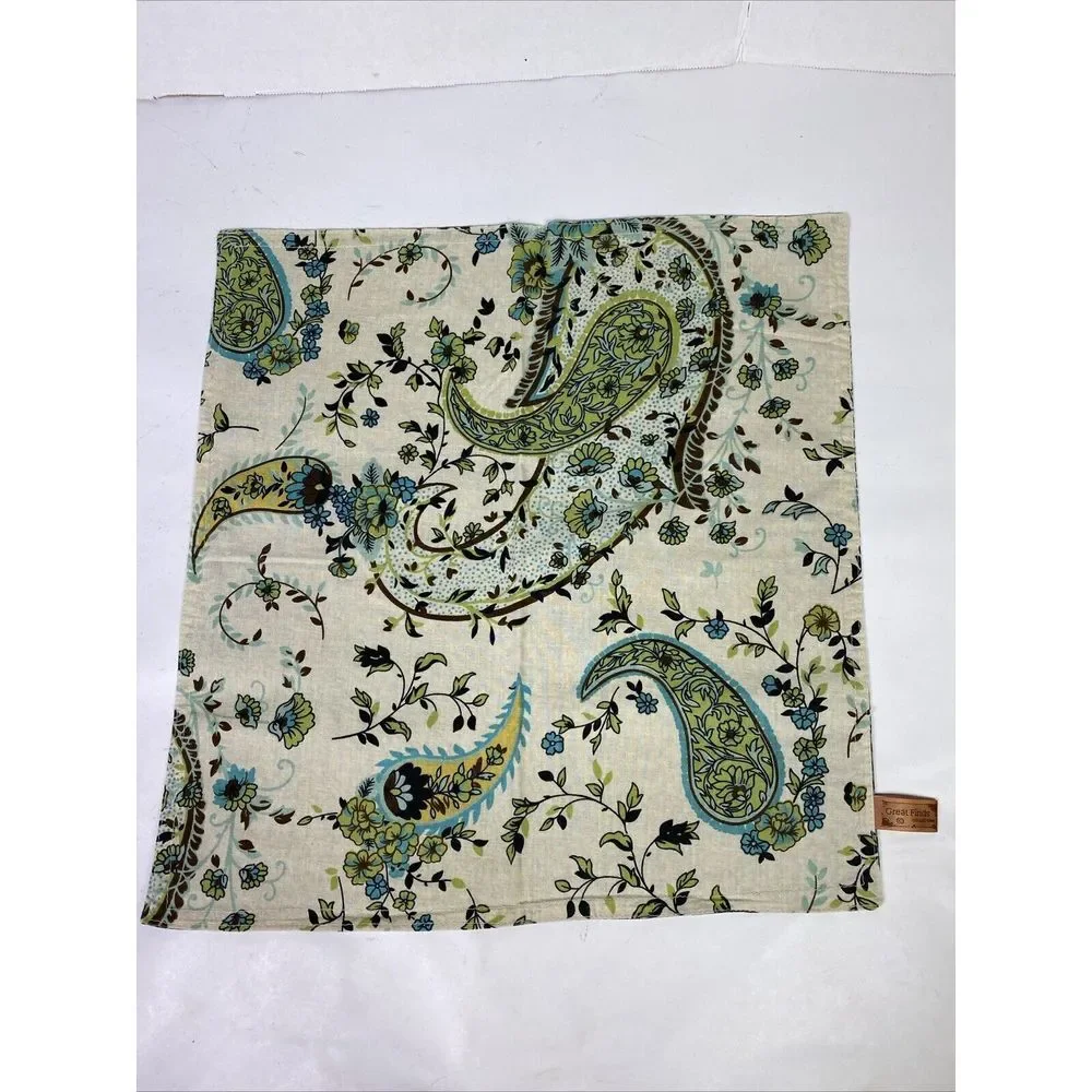 Great Finds Place Mats Good Friends 12 Placemats‎ White Green Paisley 17x16.5